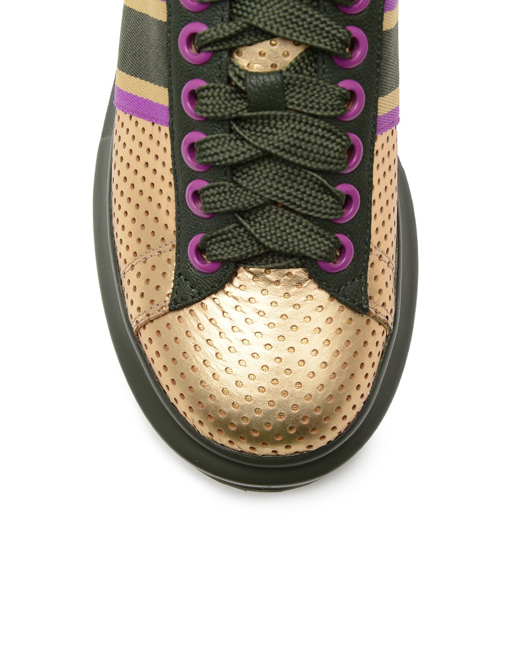 Hollie Watman Spots and Stripes Fashion Sneakers - Gold / Olive